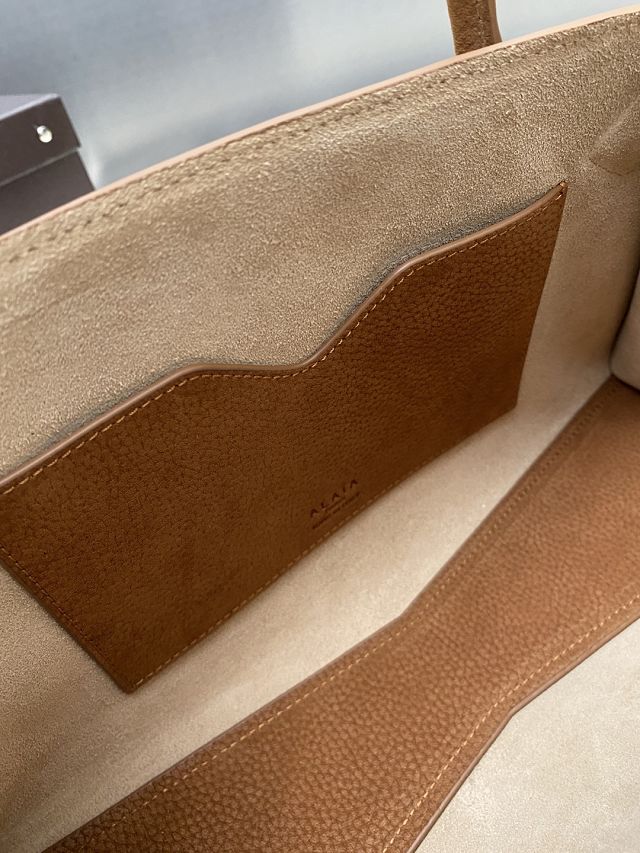 Alaia original nubuck calfskin medium le teckel tote bag AL0016 brown