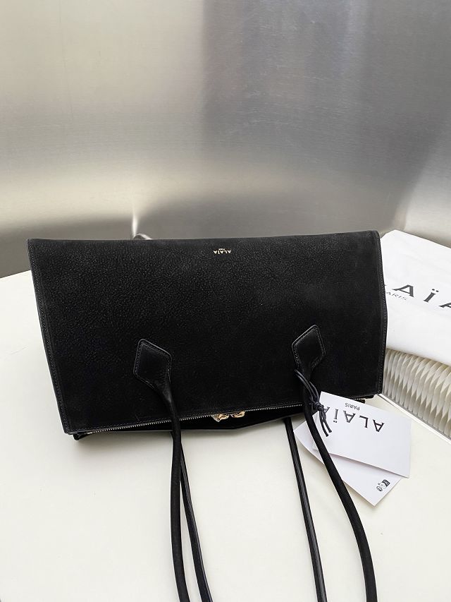 Alaia original nubuck calfskin teckel large tote bag AL0013 black