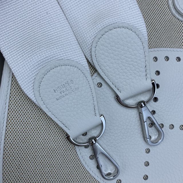 Hermes original canvas evelyne pm shoulder bag E29 white