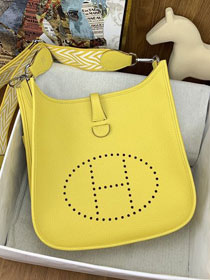 Hermes original togo leather evelyne pm shoulder bag E29  jaune de naples