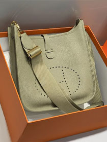 Hermes original togo leather evelyne pm shoulder bag E29 sauge