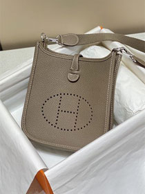 Hermes original togo leather mini evelyne tpm 17 shoulder bag E17 grey etoupe