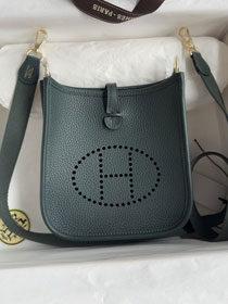 Hermes original togo leather mini evelyne tpm 17 shoulder bag E17 vert cypres