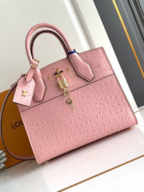 Louis vuitton original ostrich calfskin city steamer mm bag M84079 pink