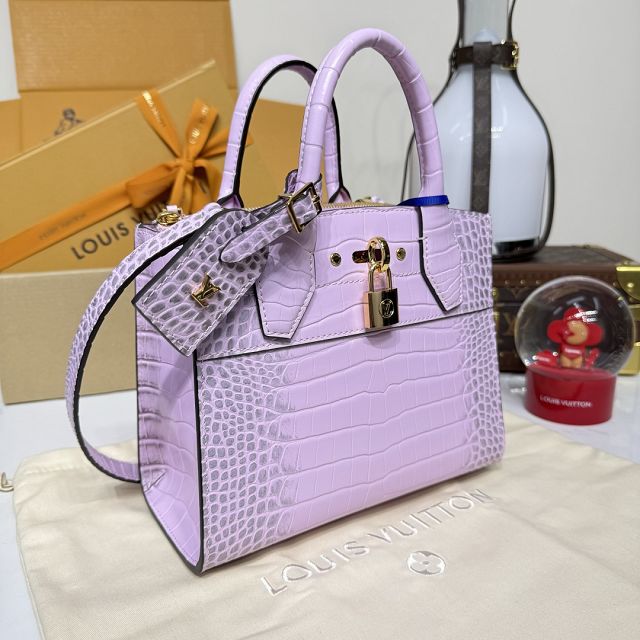Louis vuitton original crocodile calfskin city steamer mini bag M95846 pink