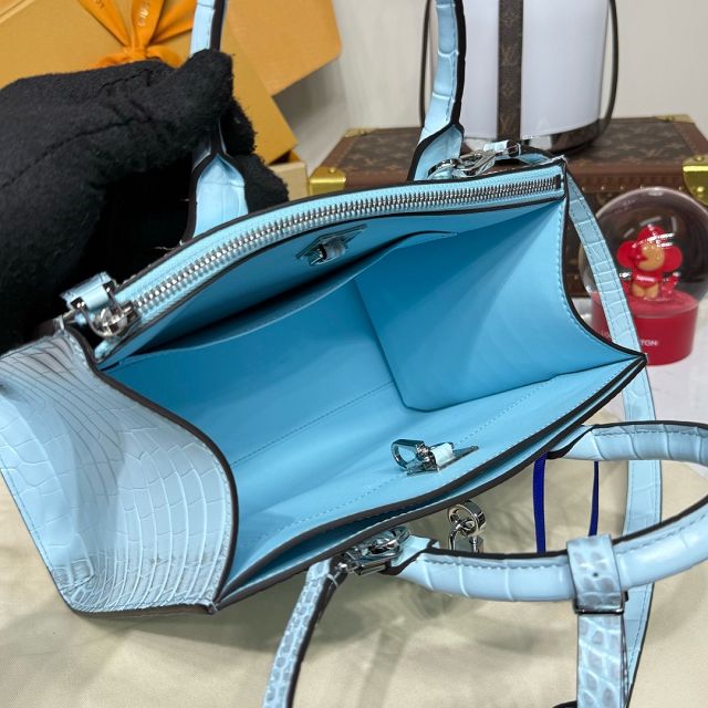 Louis vuitton original crocodile calfskin city steamer mm bag M84672 blue