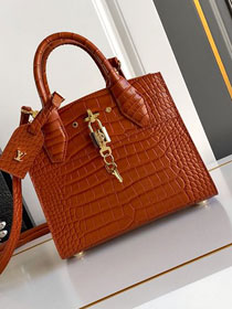 Louis vuitton original crocodile calfskin city steamer mm bag M84672 brown