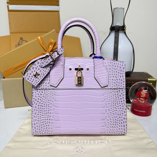 Louis vuitton original crocodile calfskin city steamer mm bag M84672 pink