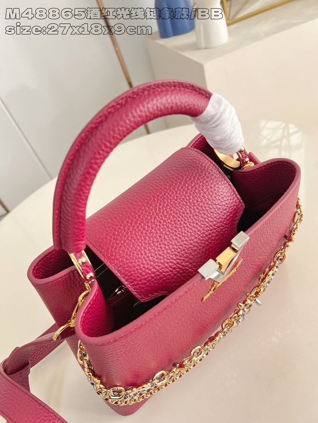 Louis vuitton original calfskin capucines BB handbag M26814 wine