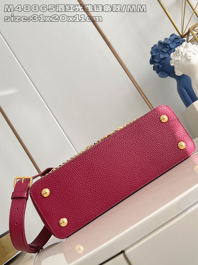 Louis vuitton original calfskin capucines MM handbag M27035 wine