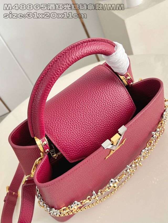 Louis vuitton original calfskin capucines MM handbag M27035 wine