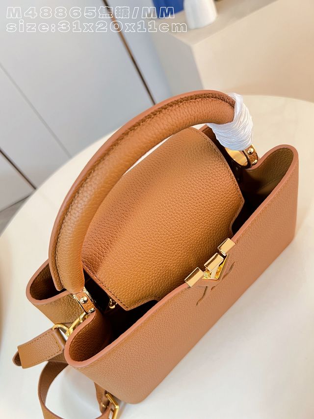 Louis vuitton original calfskin capucines MM handbag M59227 caramel