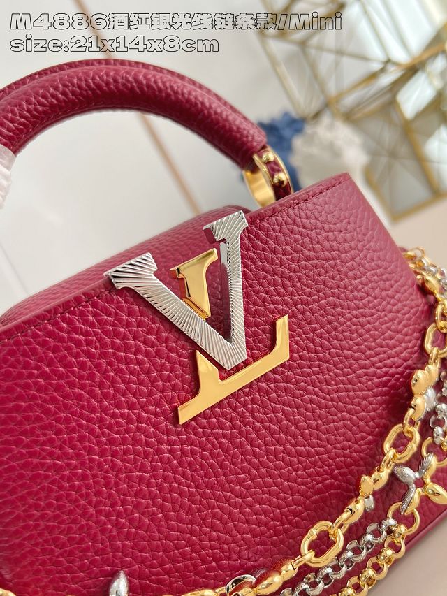 Louis vuitton original calfskin capucines mini handbag M26351 wine