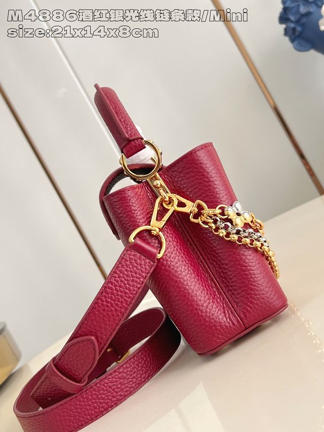 Louis vuitton original calfskin capucines mini handbag M26351 wine
