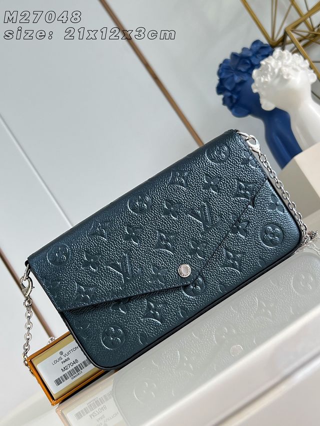 Louis vuitton original calfskin felicie pochette M27048 shimmery ink