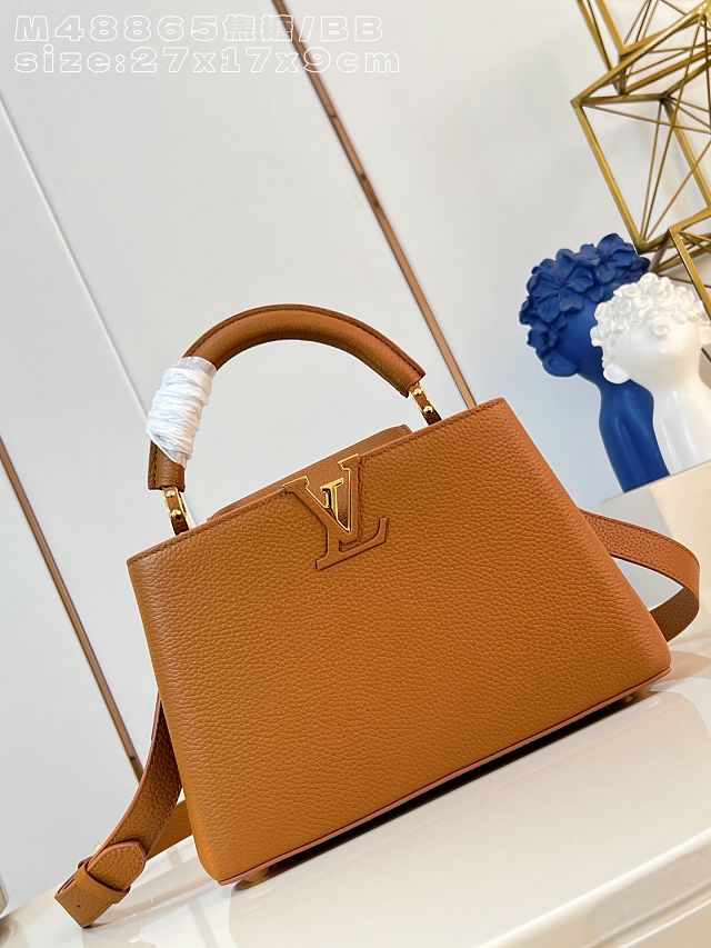 Louis vuitton original crocodile calfskin capucines BB handbag M26814 caramel