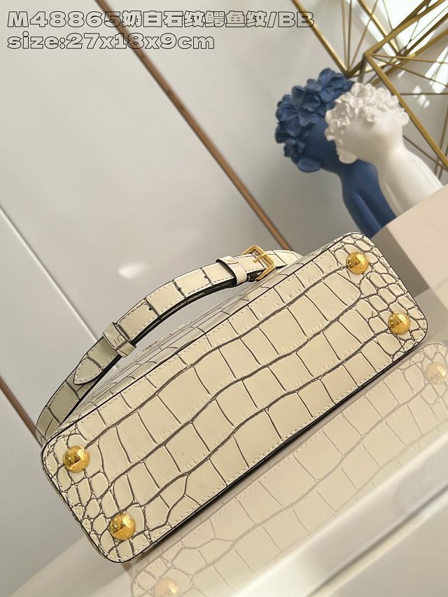 Louis vuitton original crocodile calfskin capucines BB handbag N93163 creme