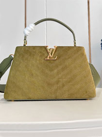 Louis vuitton original suede calfskin capucines MM souple M25485 green