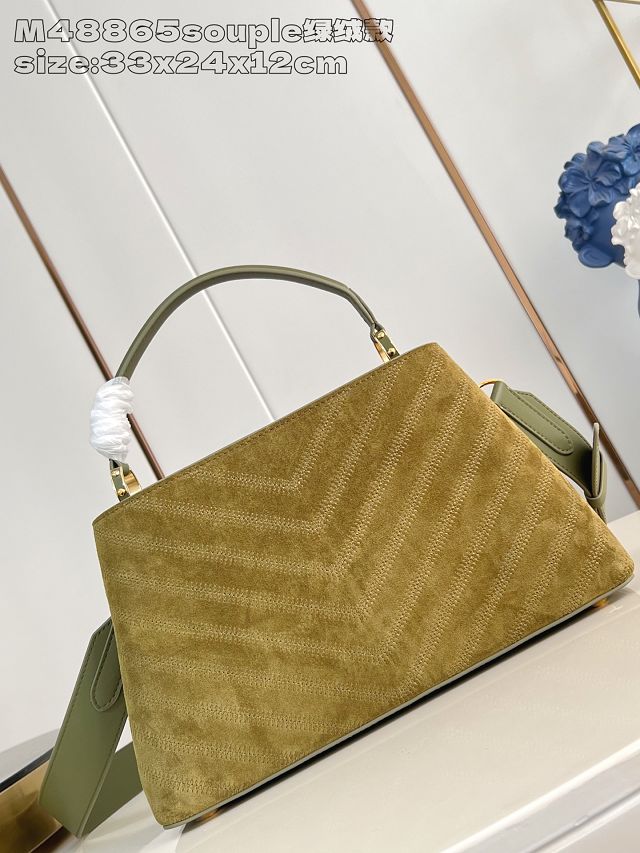 Louis vuitton original suede calfskin capucines MM souple M25485 green