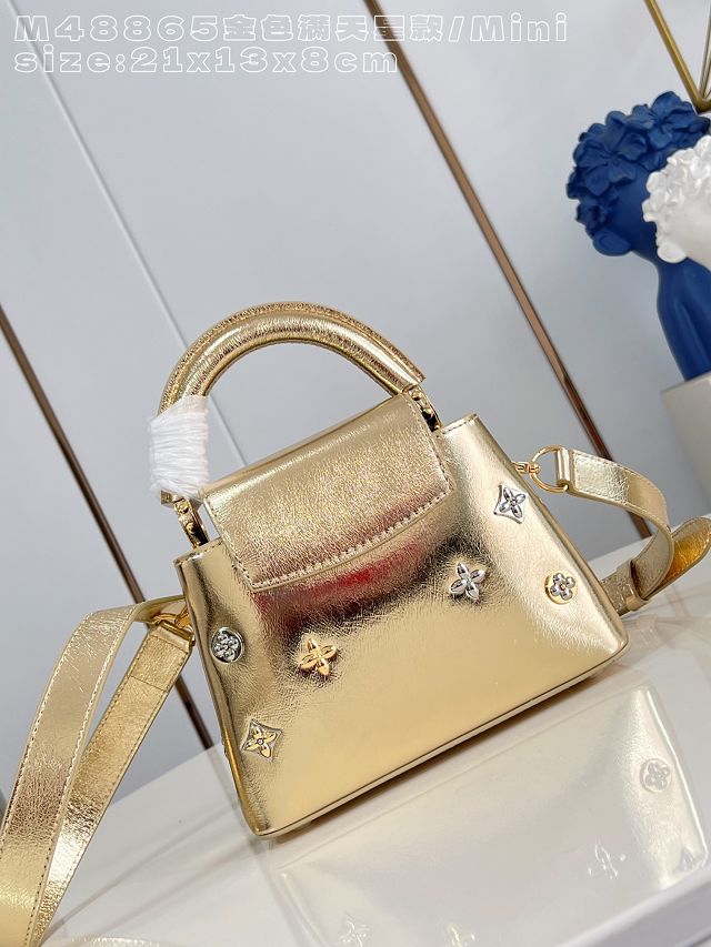 Louis vuitton original calfskin capucines mini handbag M13737 gold