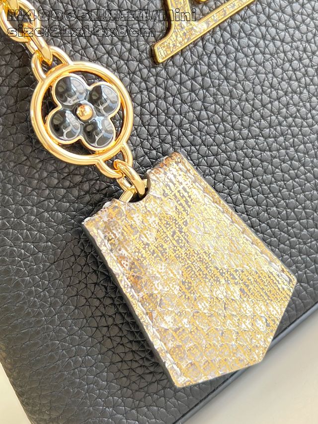 Louis vuitton original calfskin capucines mini handbag N85517 black