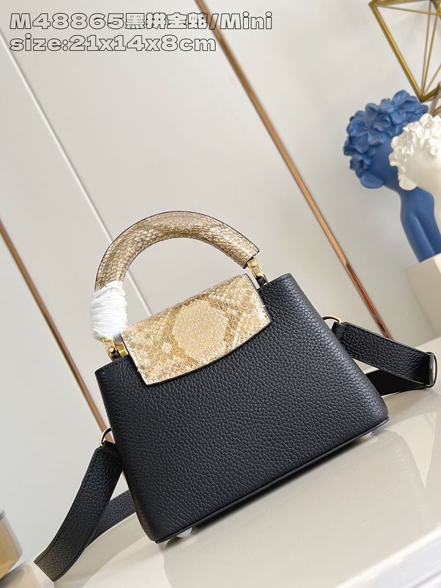 Louis vuitton original calfskin capucines mini handbag N85517 black