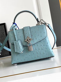 Louis vuitton original ostrich calfskin rose des vents mini handbag m86011 light blue