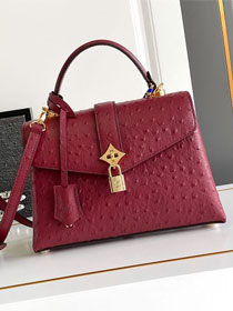 Louis vuitton original ostrich calfskin rose des vents pm handbag m86012 bordeaux