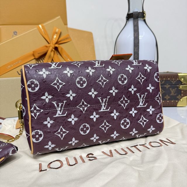 Louis vuitton original ostrich calfskin speedy P9 25 N13912 burgundy