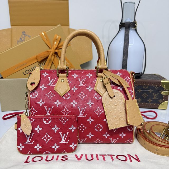 Louis vuitton original ostrich calfskin speedy P9 25 N13912 red