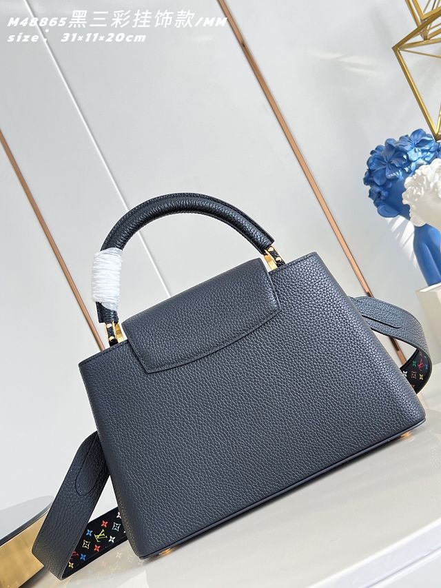 Louis vuitton original calfskin capucines MM handbag M59227 black