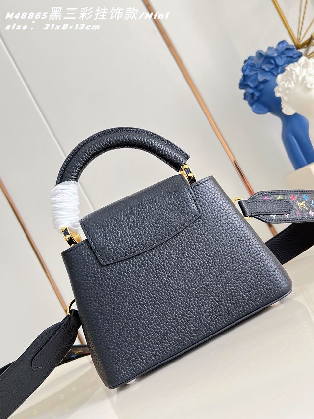 Louis vuitton original calfskin capucines mini handbag M14101 black