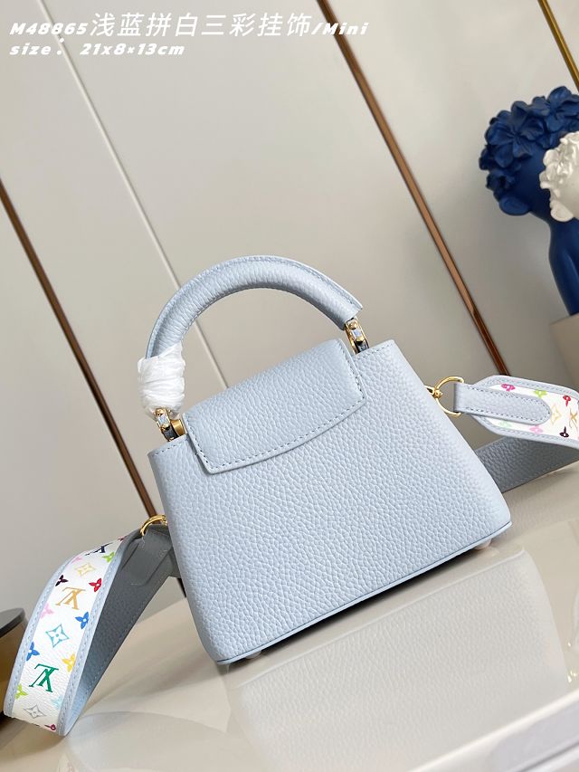 Louis vuitton original calfskin capucines mini handbag M14101 light blue