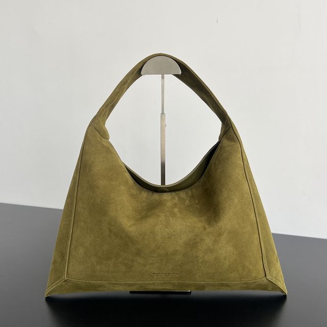 BV original suede calfskin medium hop bag 803977 olive
