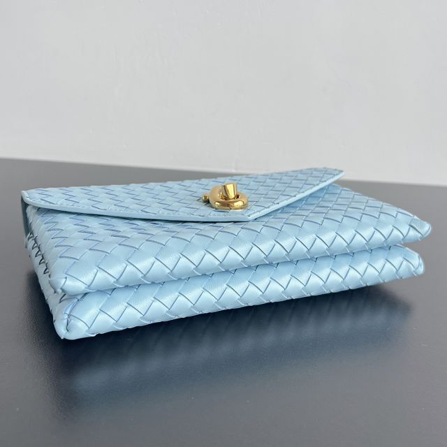 BV original lambskin knot lock bag 817191 light blue