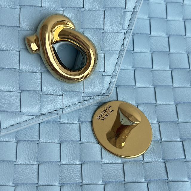 BV original lambskin knot lock bag 817191 light blue