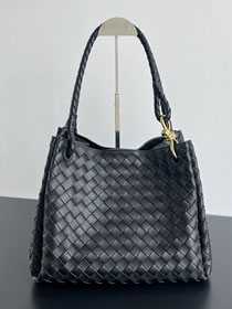 BV original lambskin large parachute shoulder bag 796571 black