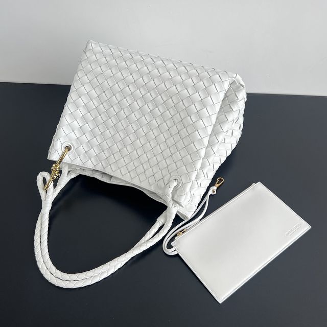 BV original lambskin large parachute shoulder bag 796571 white