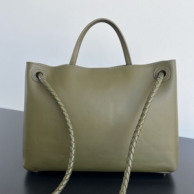 BV original calfskin medium andiamo bag 810214 olive
