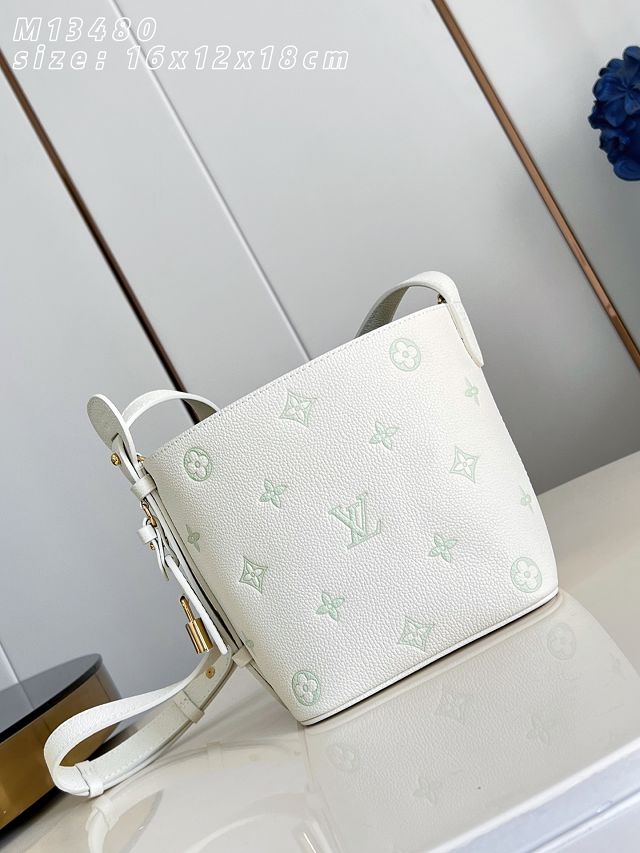 Louis vuitton original calfskin all in BB handbag M28315 milky&green