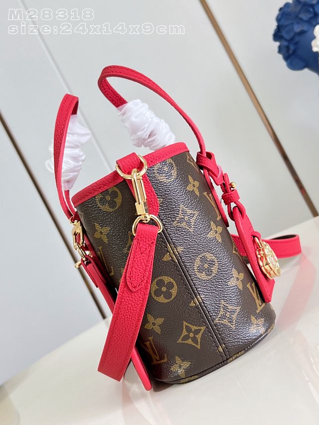 Louis vuitton original calfskin&canvas neverfull Inside out BB M28318 red