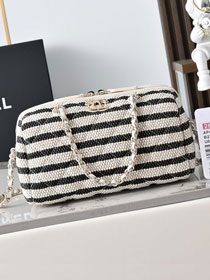 CC original raffia mini bowling bag AP5119 white&black