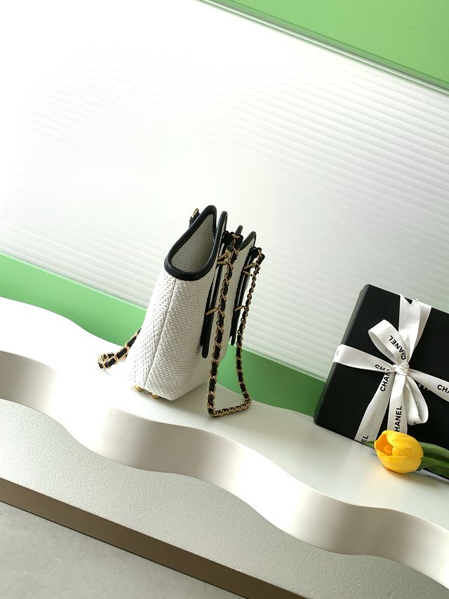 CC original raffia small tote bag AS6015 white