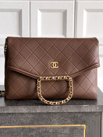 CC original calfskin large handbag AS5936 dark brown