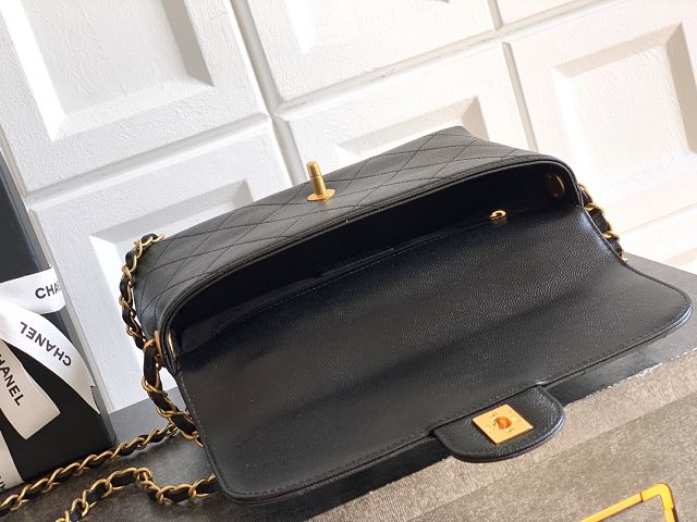 CC original grained calfskin medium flap bag AS5987 black