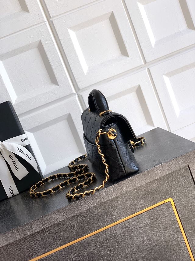 CC original grained calfskin mini flap bag AS5986 black