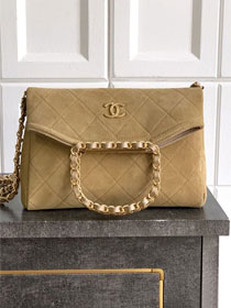 CC original suede calfskin small handbag AS5895 apricot