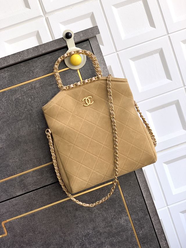 CC original suede calfskin small handbag AS5895 apricot