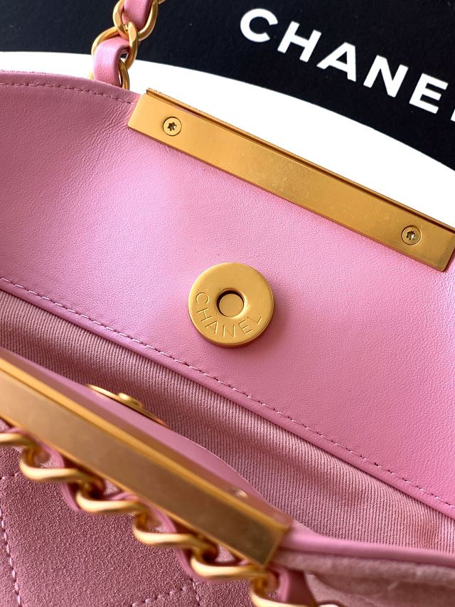 CC original suede calfskin small handbag AS5895 pink