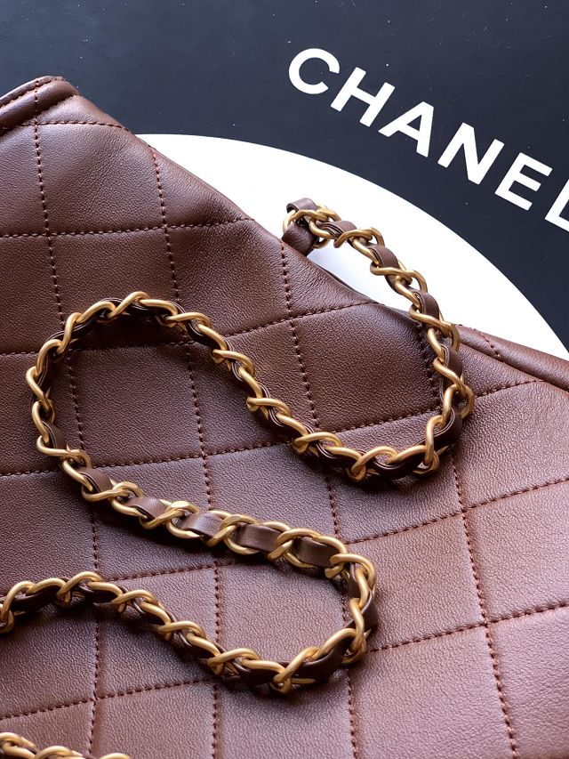 CC original calfskin medium handbag AS5896 dark brown